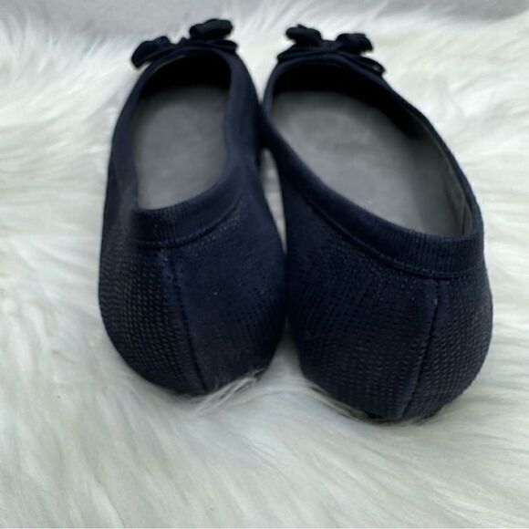 Stuart Weitzman Tulip Bow Square Toe Navy Flats 7.5 - Picture 7 of 7